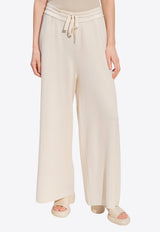 Jil Sander Wide-Leg Cashmere Drawstring Pants Beige J40KA0017 J13204-104