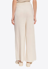 Jil Sander Wide-Leg Cashmere Drawstring Pants Beige J40KA0017 J13204-104