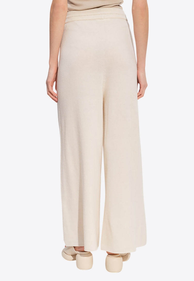 Jil Sander Wide-Leg Cashmere Drawstring Pants Beige J40KA0017 J13204-104