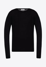 Jil Sander Logo Embroidered Wool Sweater Black J47GP0026 J14524-001