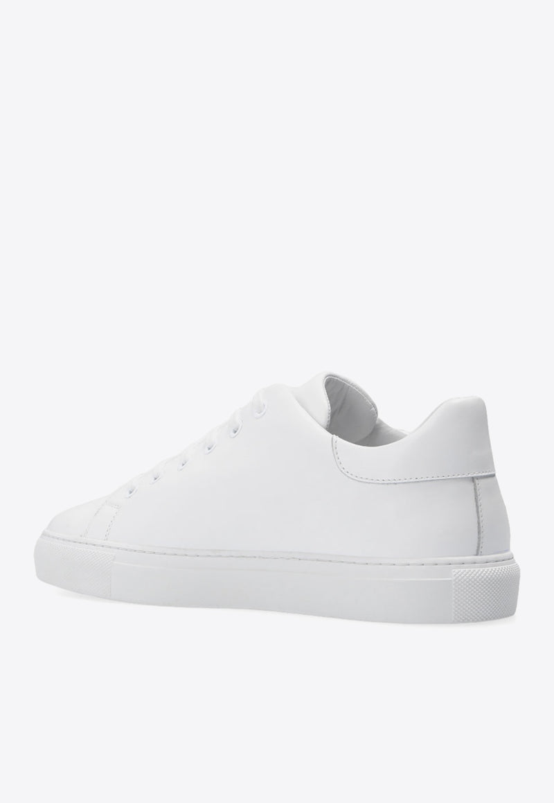 Moschino Logo Print Leather Low-Top Sneakers White MA15022 G1CMF-0100