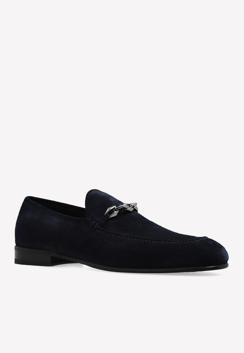 Jimmy Choo Marti Suede Loafers Navy MARTI REVERSE OVA-NAVY