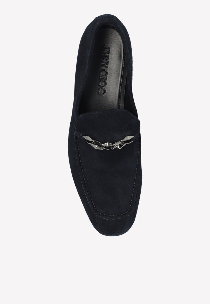 Jimmy Choo Marti Suede Loafers Navy MARTI REVERSE OVA-NAVY