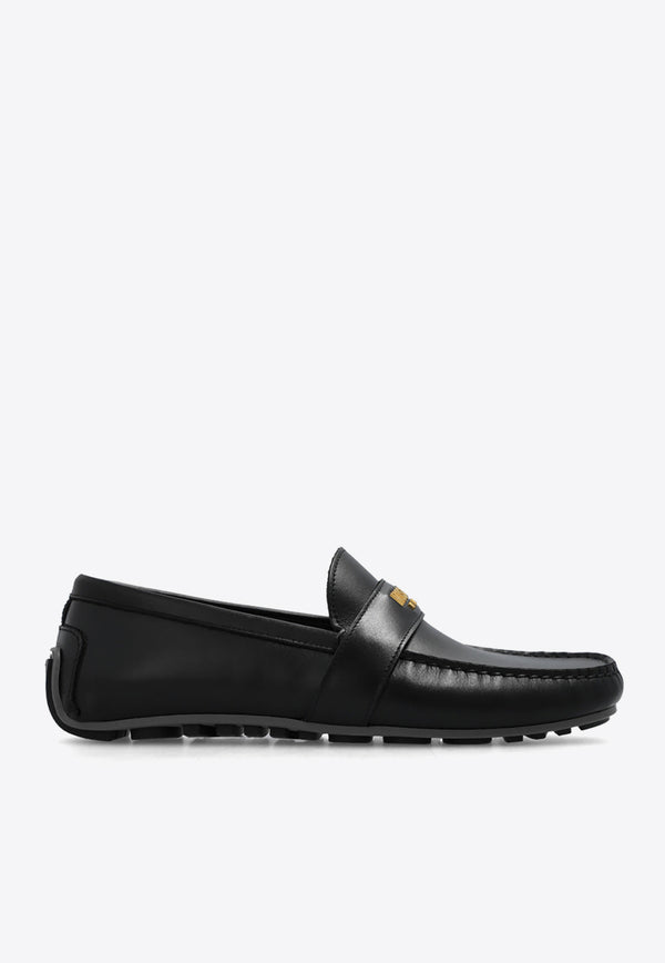 Moschino Logo Plaque Leather Loafers Black MB10380G1G GA0-000