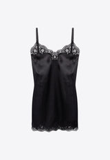 Dolce 
Gabbana Lace-Trimmed Satin Camisole Dress Black O6A00T FUAD8-N0000