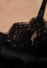 Dolce 
Gabbana Lace-Trimmed Satin Top Black O7A00T FUAD8-N0000