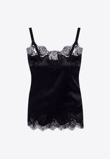 Dolce 
Gabbana Lace-Trimmed Satin Top Black O7A00T FUAD8-N0000