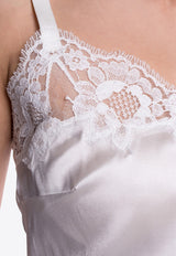 Dolce 
Gabbana Lace-Trimmed Satin Top White O7A00T FUAD8-W0001