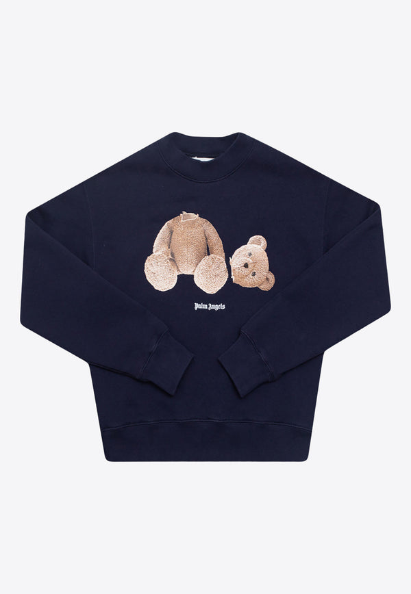 Palm Angels Kids Boys Broken Bear Print Sweatshirt Navy PBBA001S22 FLE001-4660