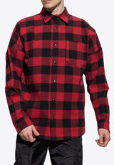 Palm Angels Curve Logo Flannel Check Shirt  Red PMES002C99 FAB001-2501