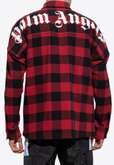 Palm Angels Curve Logo Flannel Check Shirt  Red PMES002C99 FAB001-2501