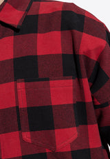 Palm Angels Curve Logo Flannel Check Shirt  Red PMES002C99 FAB001-2501