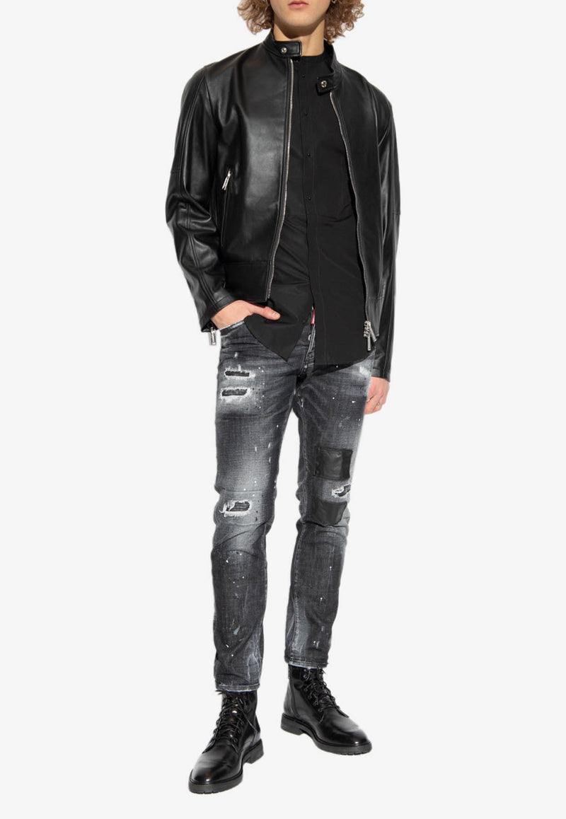 Dsquared2 Leather Biker Jacket  S74AM1328 SY1491-900