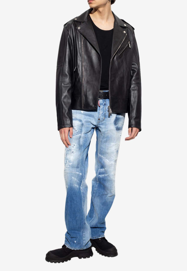 Dsquared2 Kiodo Biker Leather Jacket S74AM1329 SY1491-900