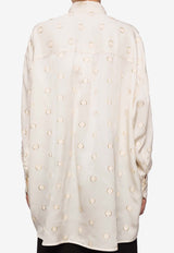 Victoria Beckham Embroidered Polka-Dot Relaxed Shirt SH OVR 11007C-VANILLA GOLD