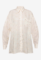 Victoria Beckham Embroidered Polka-Dot Relaxed Shirt SH OVR 11007C-VANILLA GOLD