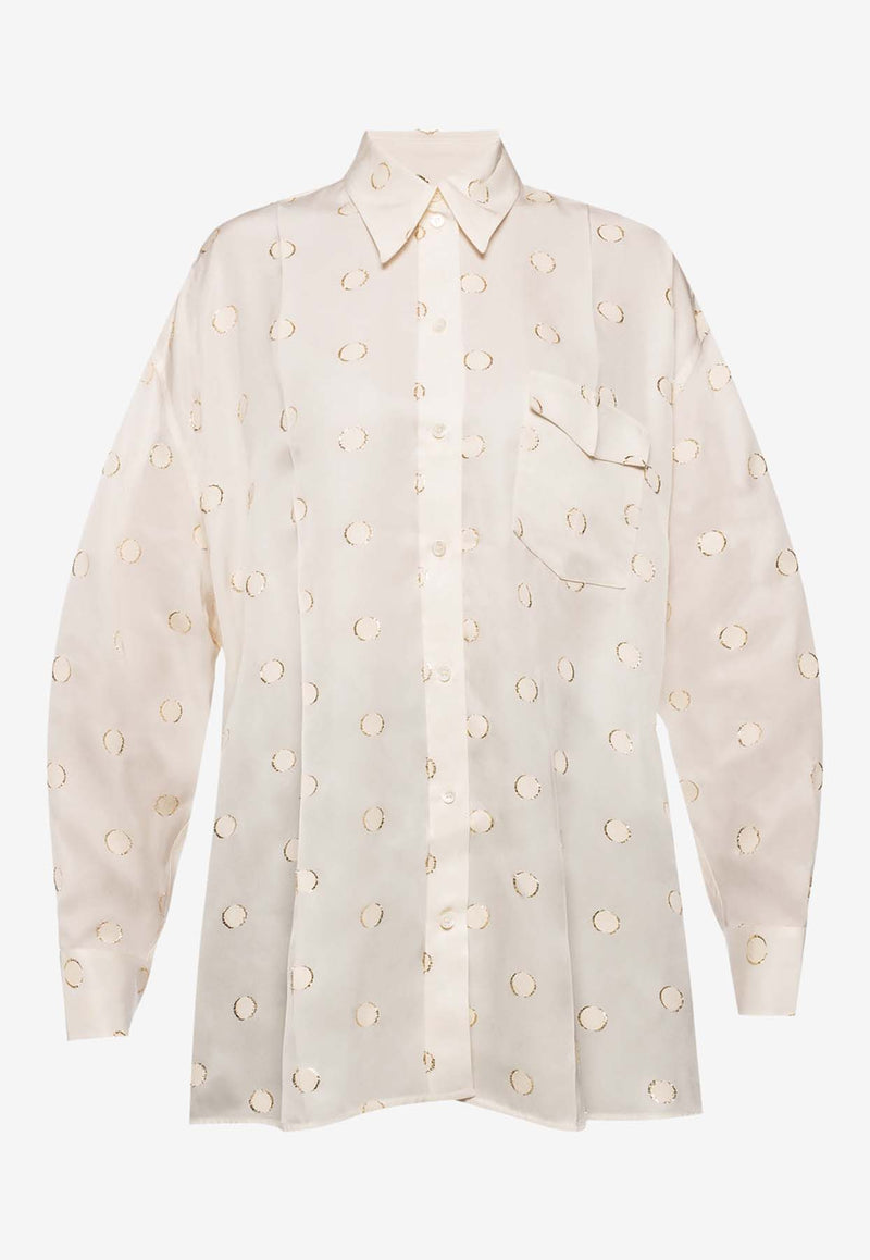 Victoria Beckham Embroidered Polka-Dot Relaxed Shirt SH OVR 11007C-VANILLA GOLD