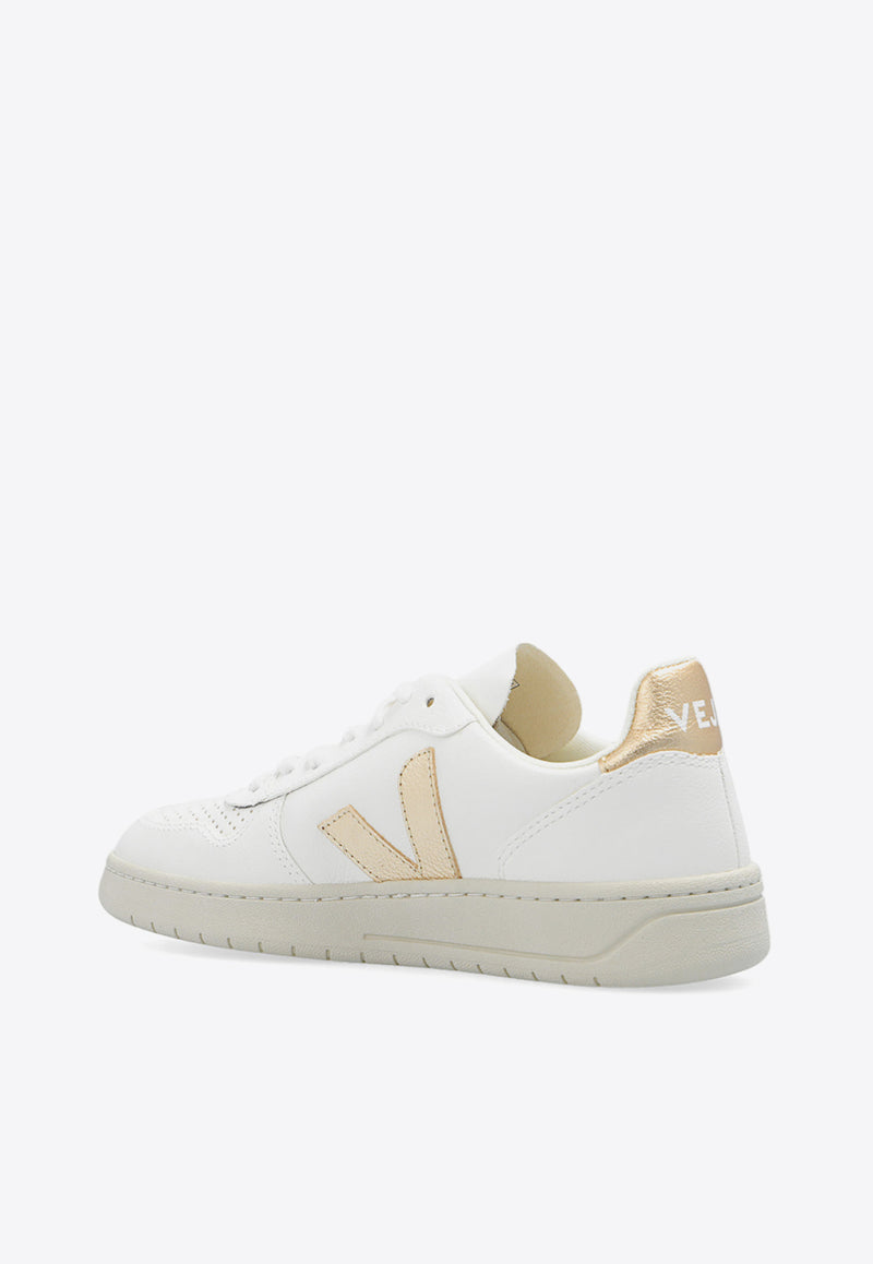 Veja V-10 Leather Low-Top Sneakers White VX0502935A 0-EXTRA WHITE PLATINE