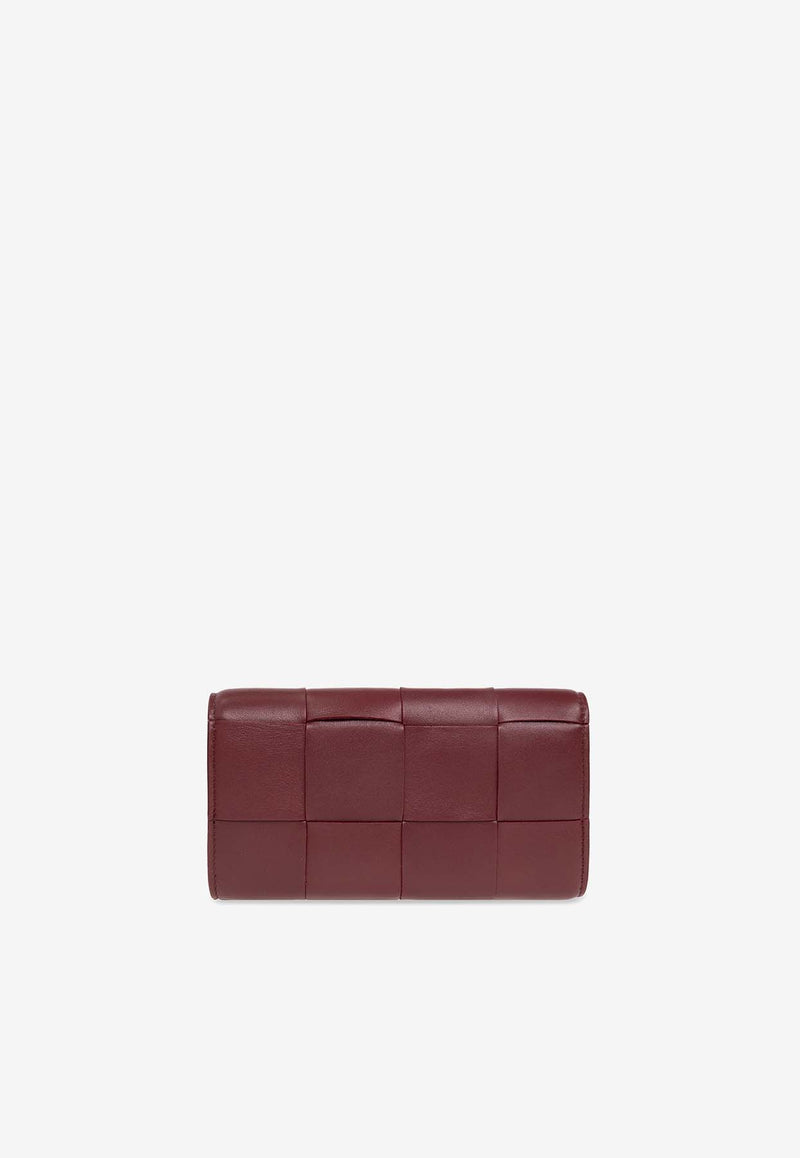 Bottega Veneta Intreccio Leather Flap Wallet Bordeaux 667433 VCQC4-6208