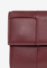 Bottega Veneta Intreccio Leather Flap Wallet Bordeaux 667433 VCQC4-6208