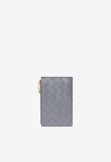 Bottega Veneta Medium Zip Bi-Fold Wallet in Intrecciato Leather Thunder 667468 VCPP2-1233