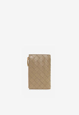 Bottega Veneta Medium Zip Bi-Fold Wallet in Intrecciato Leather Taupe 667468 VCPP2-1520