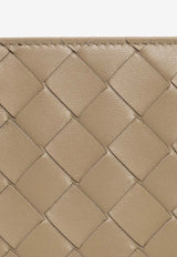 Bottega Veneta Medium Zip Bi-Fold Wallet in Intrecciato Leather Taupe 667468 VCPP2-1520