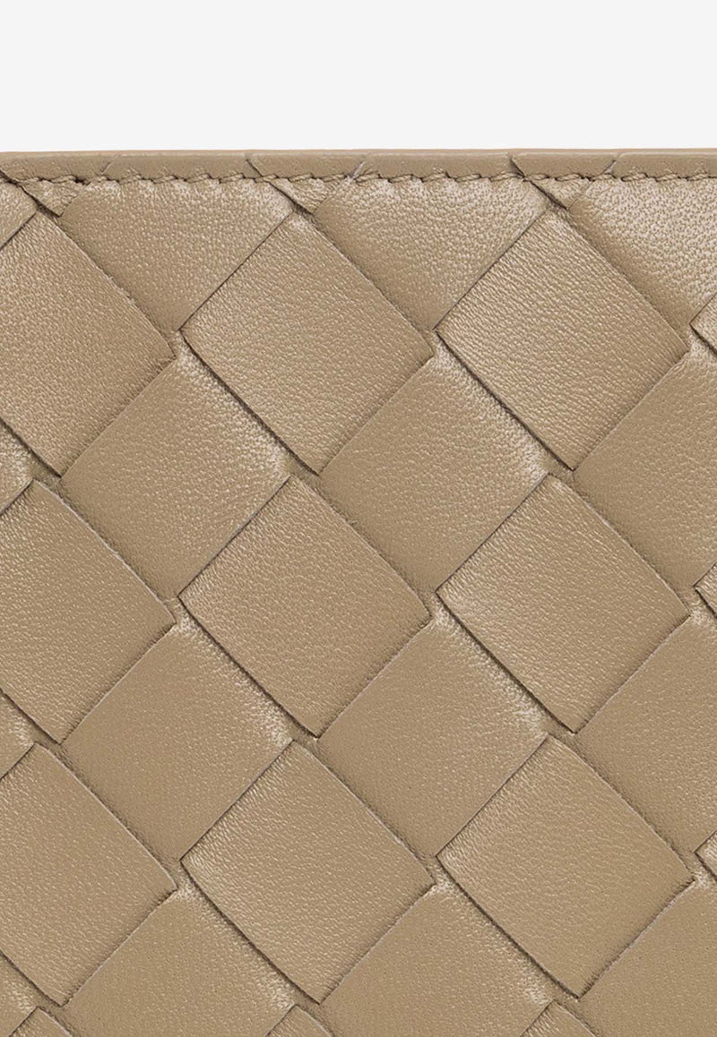 Bottega Veneta Medium Zip Bi-Fold Wallet in Intrecciato Leather Taupe 667468 VCPP2-1520