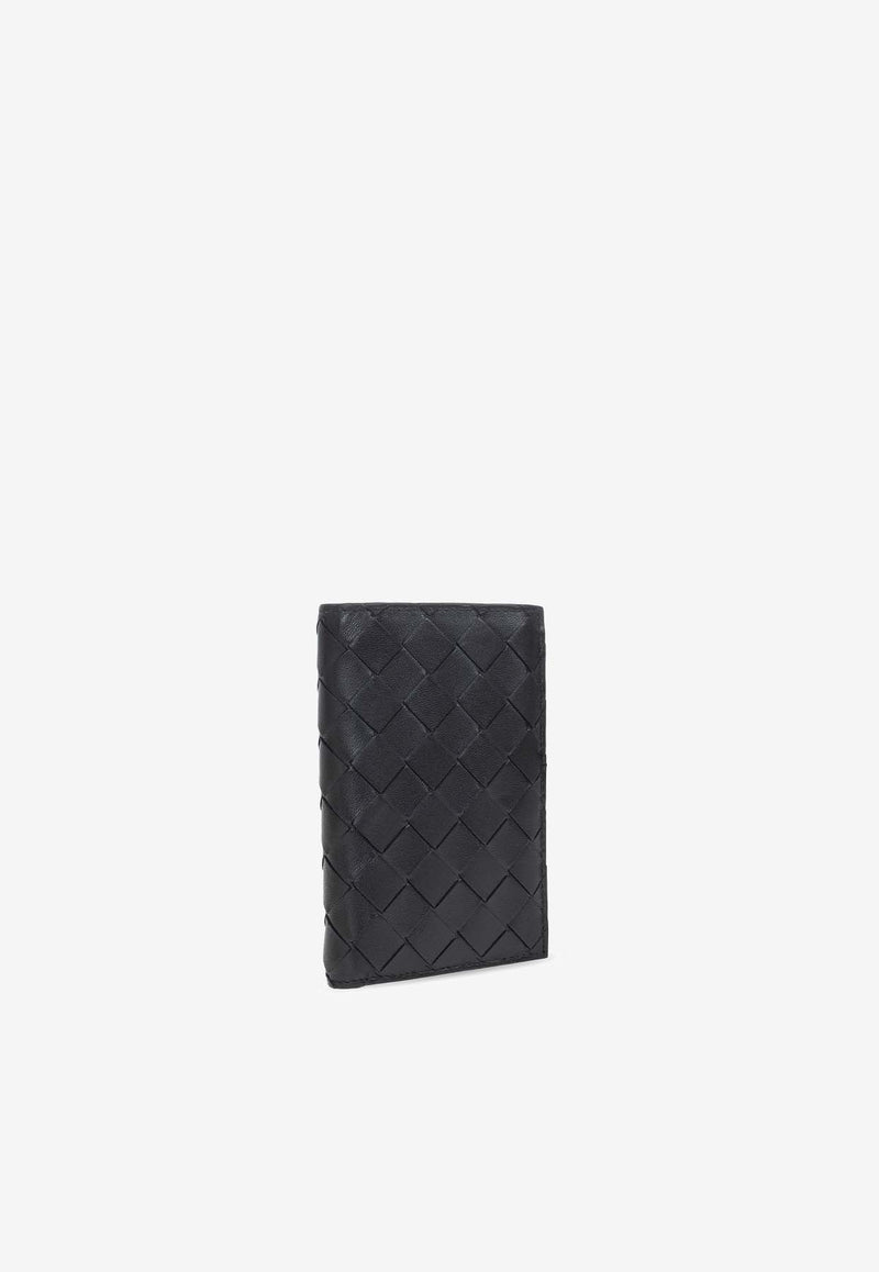 Bottega Veneta Medium Zip Bi-Fold Wallet in Intrecciato Leather Black 667468 VCPP2-8425