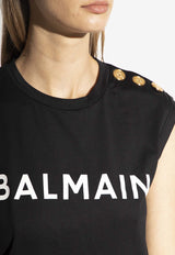 Balmain Logo Print Sleeveless T-shirt AF1ED000 BB02-EAB Black