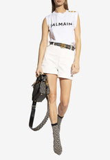 Balmain Logo Print Sleeveless T-shirt AF1ED000 BB02-GAB White