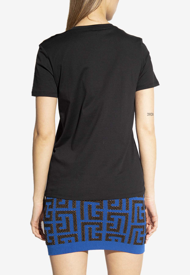 Balmain Logo Print Short-Sleeved T-shirt AF1EF005 BB02-EAB Black