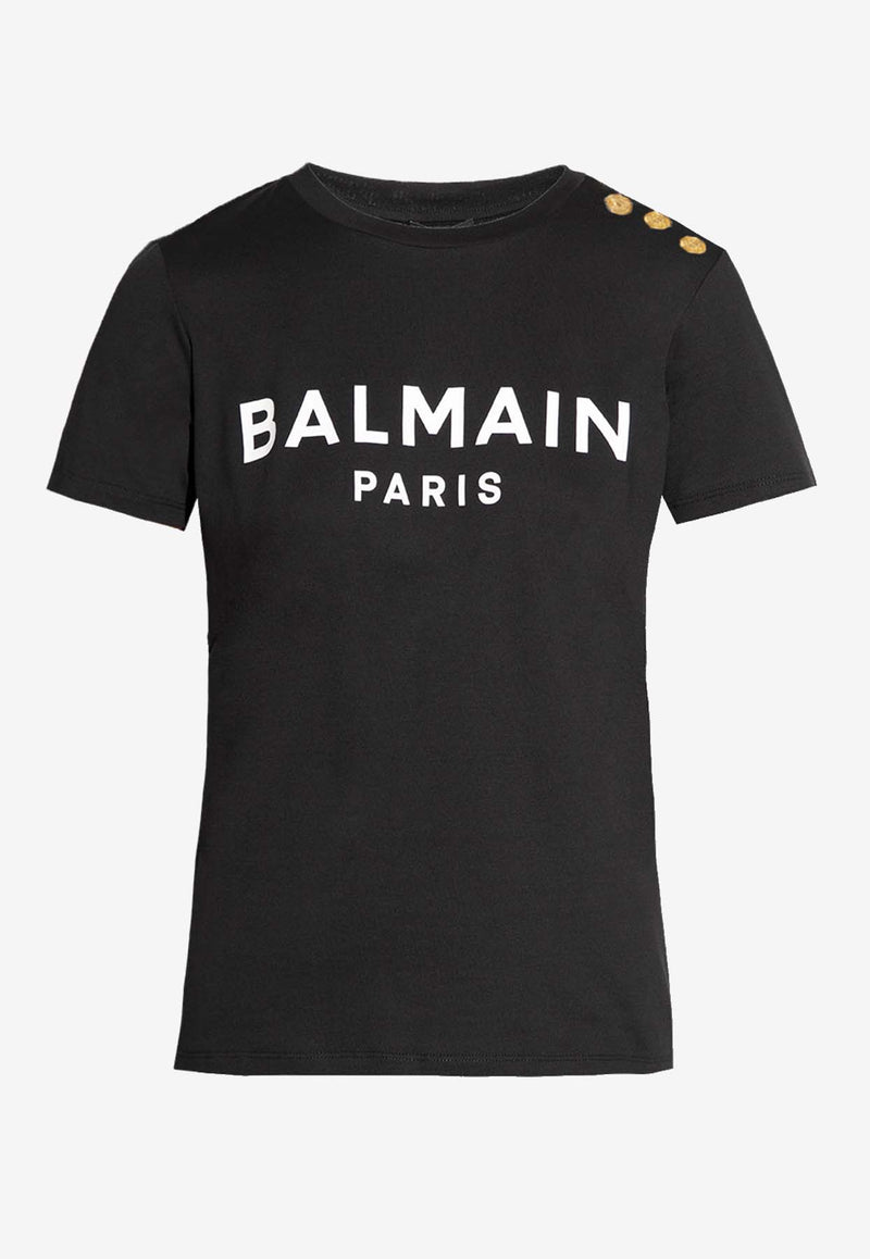 Balmain Logo Print Short-Sleeved T-shirt AF1EF005 BB02-EAB Black