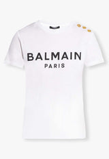 Balmain Logo Print Short-Sleeved T-shirt AF1EF005 BB02-GAB White