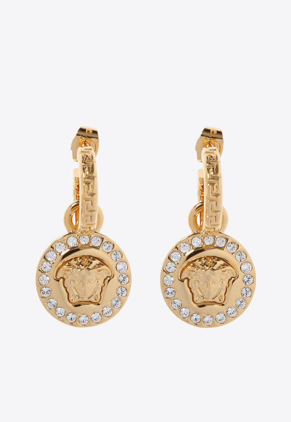 Versace Crystal La Medusa Greca Earrings Gold DG2D748 DJMX-D01O