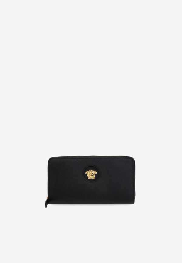 Versace La Medusa Zip-Around Leather Wallet Black DPDI056 DVIT4T-KVO41