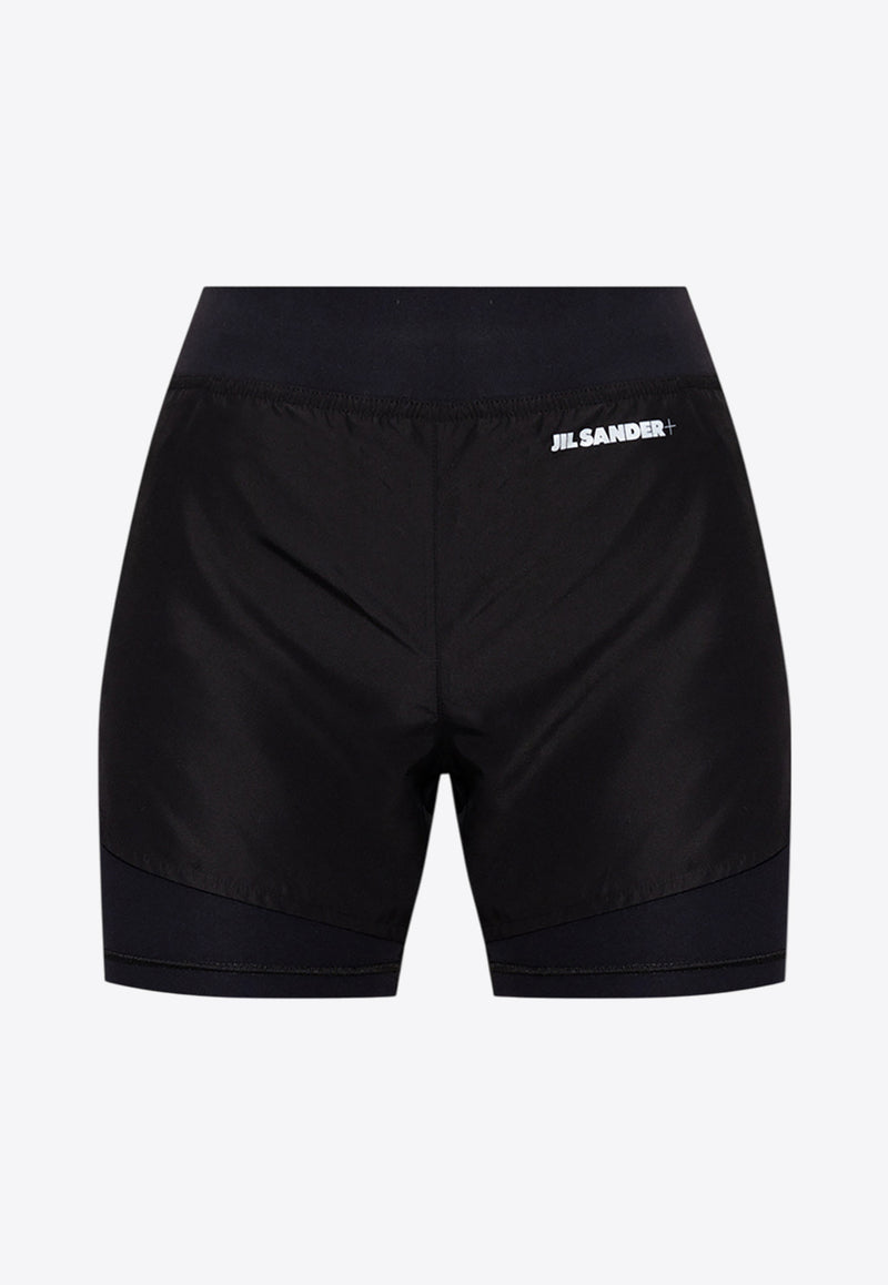 Jil Sander Logo Print Double-Layer Shorts Black JPPU783502 WU478208A-001