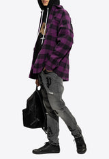 Palm Angels Curve Logo Flannel Check Oversized Shirt  Purple PMGA024F22 FAB001-3701