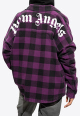 Palm Angels Curve Logo Flannel Check Oversized Shirt  Purple PMGA024F22 FAB001-3701