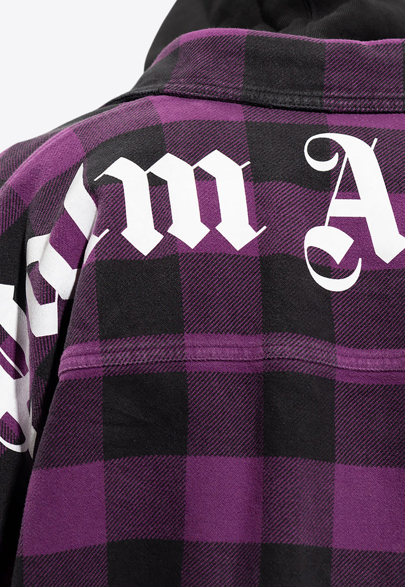 Palm Angels Curve Logo Flannel Check Oversized Shirt  Purple PMGA024F22 FAB001-3701