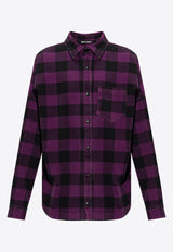 Palm Angels Curve Logo Flannel Check Oversized Shirt  Purple PMGA024F22 FAB001-3701