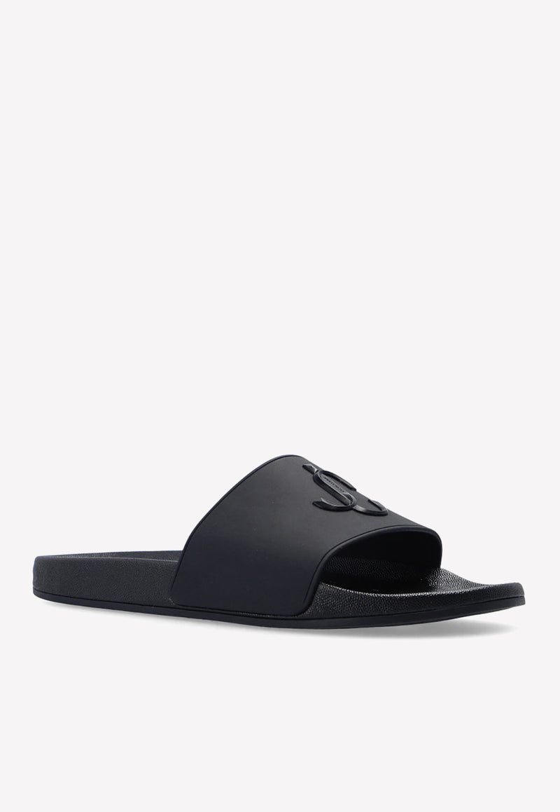 Jimmy Choo Port Rubber Slides Black PORT M JCB-V BLACK