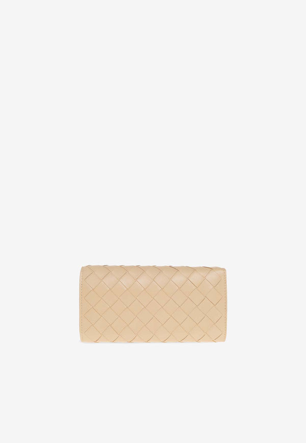 Bottega Veneta Large Intrecciato Leather Flap Wallet Porridge 666935 VCPP3-9776