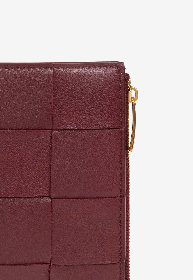 Bottega Veneta Medium Intreccio Bi-Fold Leather Wallet Bordeaux 667130 VCQC1-6208