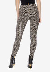 Balmain Monogram High-Waist Leggings Black AF1PD005 KB02-GFE