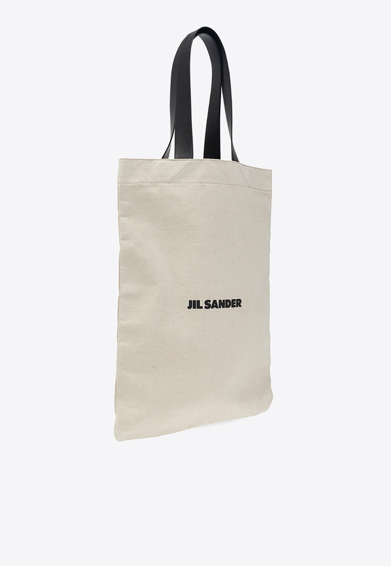 Jil Sander Logo Print Tote Bag Cream JSPS852457 WSB73020-102