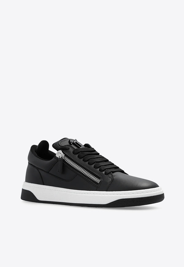 Giuseppe Zanotti Zipped Leather Low-Top Sneakers Black RM30035 001-NERO