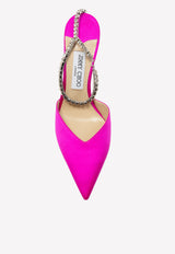 Jimmy Choo Saeda 100 Satin Pumps Pink SAEDA 100 BGH-FUCHSIA CRYSTAL HONEY