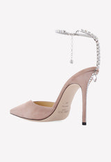 Jimmy Choo Saeda 100 Suede Pumps Pink SAEDA 100 EWA-BALLET PINK CRYSTAL