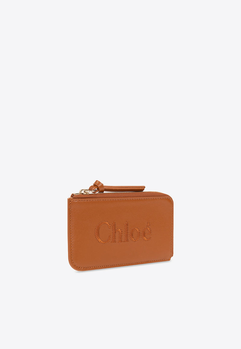 Chloé Small Sense Calf Leather Zip Wallet Brown CHC23SP866 I10-247